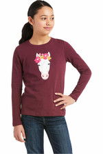 2021 Ariat Youth Flower Crown Long Sleeve T-Shirt 10037351 - Windsor Wine